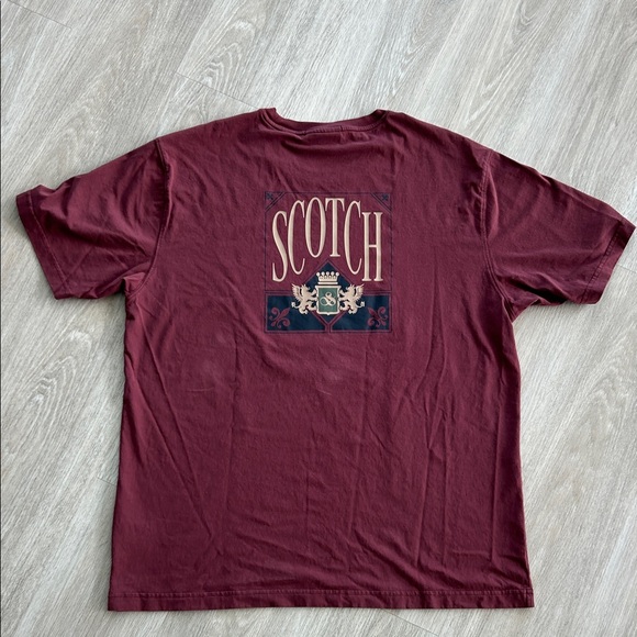 Scotch & Soda graphic T-Shirt men’s XL Burgundy short sleeve tee - Picture 5 of 6